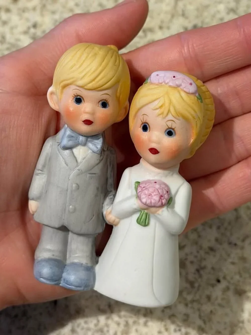 Vintage Bride Groom Wedding Cake Topper Figurine Bridal Decor Collectible